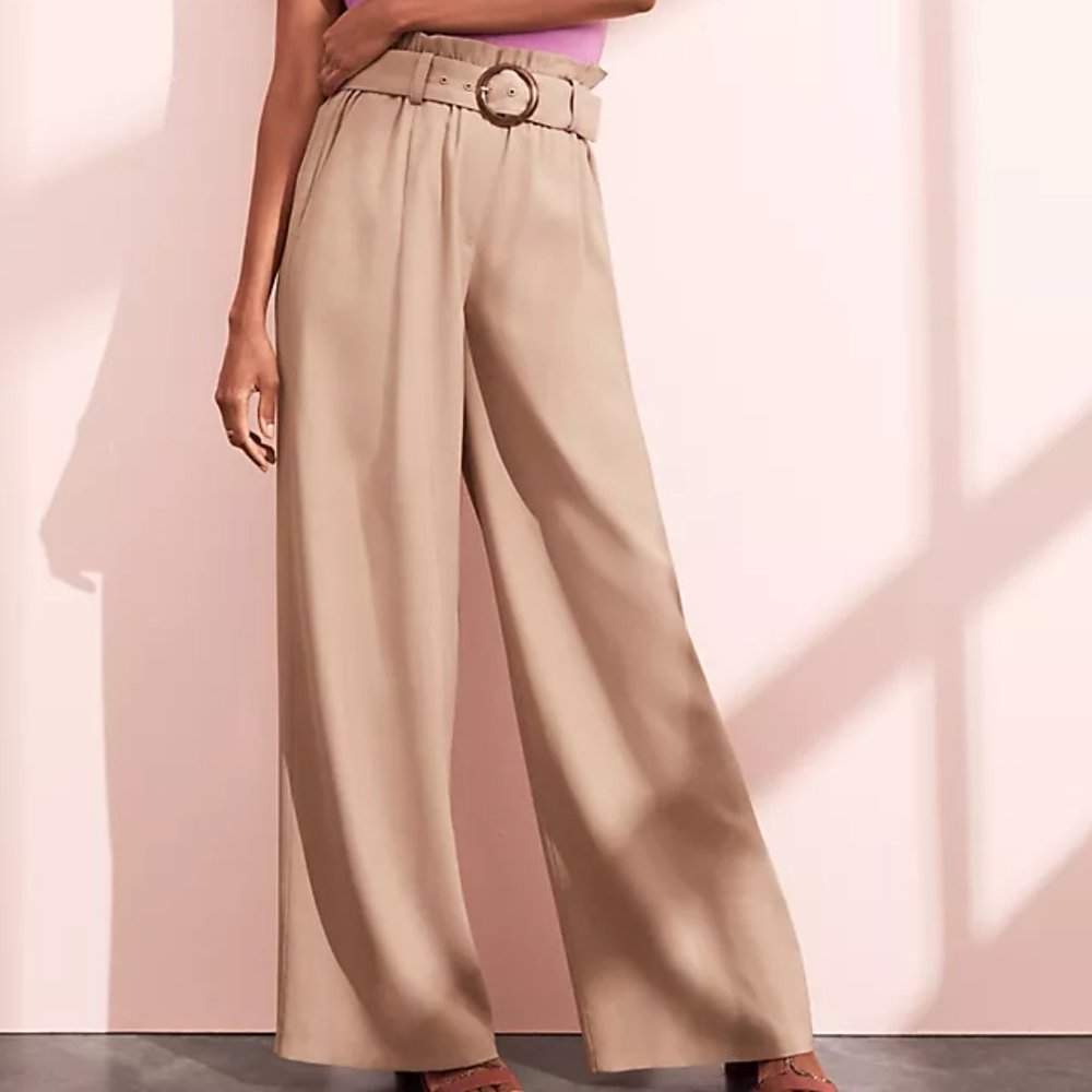 Ann Taylor Belted Wide Leg Pant